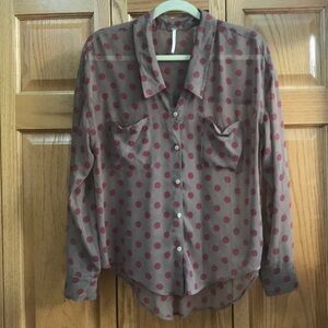 Free people long sleeve polka dot blouse sz S